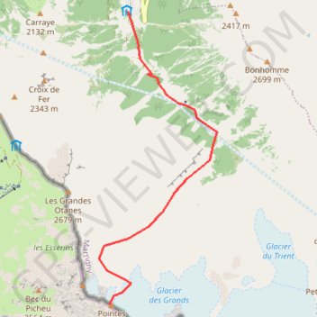 Pointe des Grands GPS track, route, trail