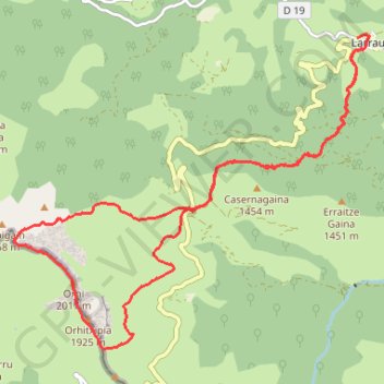 Traversée du Pic d'Orhy depuis Larrau GPS track, route, trail