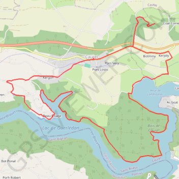 Bois de Caurel et Lac de Guerlédan GPS track, route, trail