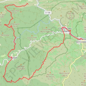Balade dans les Corbières d'Albas à Ville-Neuve-des-Corbières GPS track, route, trail