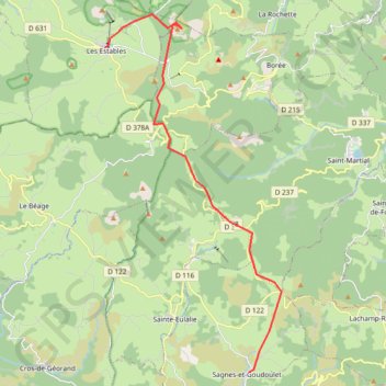 Des Sagnes-et-Goudoulet à Estables GPS track, route, trail