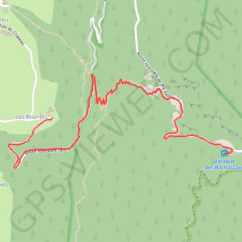 Les Brunets - Baraque forestière des Bachassons GPS track, route, trail