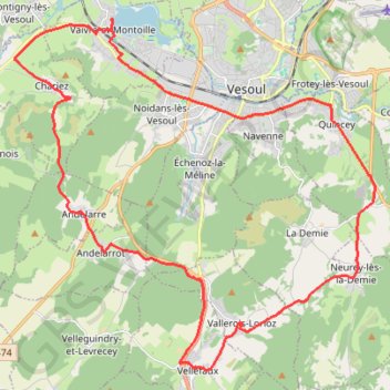 Vaivre-et-Montoille - Vellefaux GPS track, route, trail