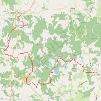Randonnée Cieux - Mortemart GPS track, route, trail