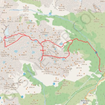 Corbets, Mincholet, Posets, Batisielles depuis la vallée d'Estós GPS track, route, trail