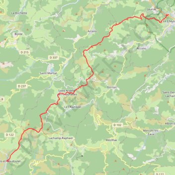 Du Cheylard à Sagnes-et-Goudoulet par GR420 GPS track, route, trail