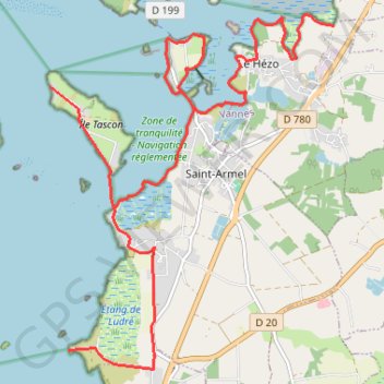 Tour du Golfe du Morbihan - Saint-Armel, Le Hézo GPS track, route, trail