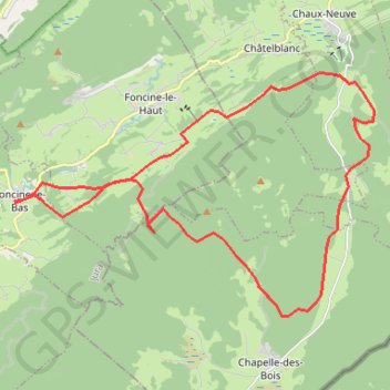 Boucle au départ de Foncine-le-Bas à destination du Parc Polaire du Cernois et de Chapelle-des-Bois GPS track, route, trail