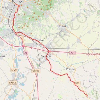 De Pralormo à Torino GPS track, route, trail