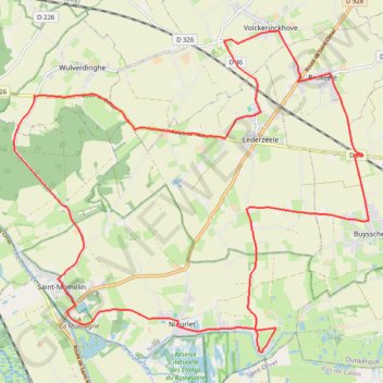 Les Rives de l'Yser - Broxeele GPS track, route, trail