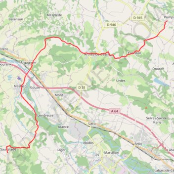 Pomps - Sauvelade GPS track, route, trail