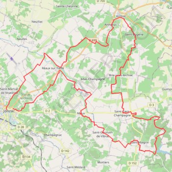 Jonzac 3 65 kms GPS track, route, trail