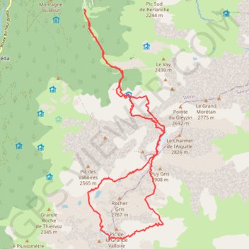 Grand Tour du Pic de la Grande Valloire depuis Gleyzin GPS track, route, trail