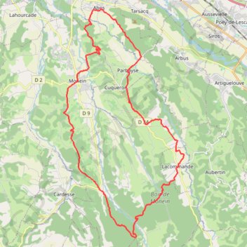 11-Cr&ecirc;tes et vignobles de Monein Lacommande GPS track, route, trail