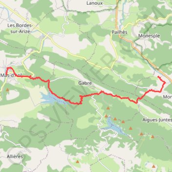 Chemin du Piemont de Montegut Plantaurel au Mas d'Azil GPS track, route, trail