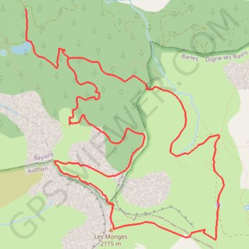 Le sommet des Monges GPS track, route, trail