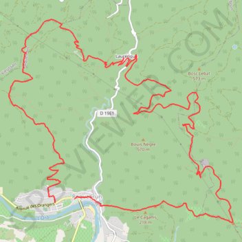 Roquebrun Laurenque et les marbrières de l'hermitage GPS track, route, trail