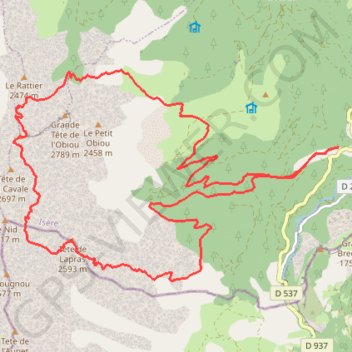 Obiou GPS track, route, trail