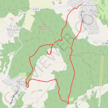 Randonnée Montenois - Beutal GPS track, route, trail