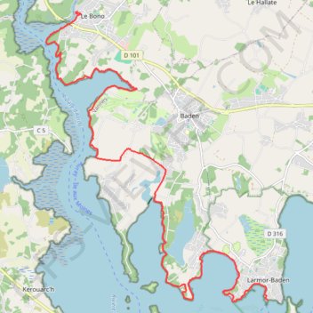 Le Bono-Larmor Baden GPS track, route, trail