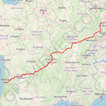 La Transeuropéenne, L'Arverne, Route Centre-Europe Atlantique, La Comtoise GPS track, route, trail