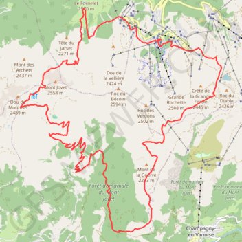 Le Mont de la Guerre, le col du Jovet GPS track, route, trail