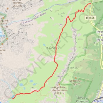 Lac blanc, massif des aiguilles rouge GPS track, route, trail
