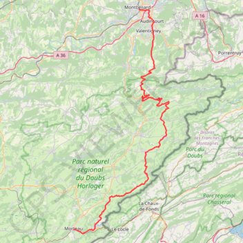 La GTJ de Morteau à Montbéliard GPS track, route, trail