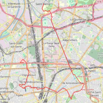 Circuit de Saint Denis à Saint Ouen GPS track, route, trail