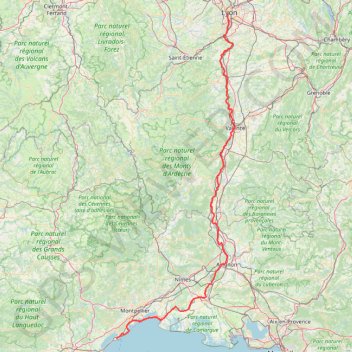 Lyon -> Sète (426,4 km) GPS track, route, trail