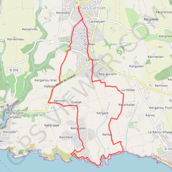 De Clohars à la Roche Percée GPS track, route, trail