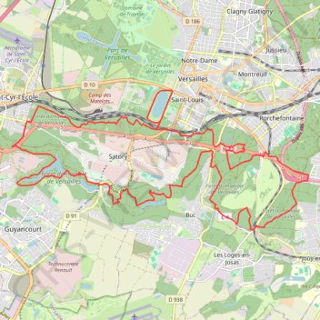 Plan d'Eau des Suisses - Bois de Satory - Forêt de Versailles - Bois St-Martin GPS track, route, trail