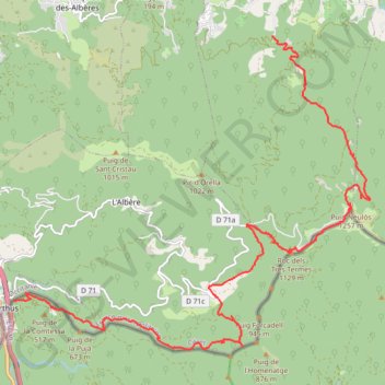 Puig Neulos en traversée du Perthus à Laroque des Albères GPS track, route, trail