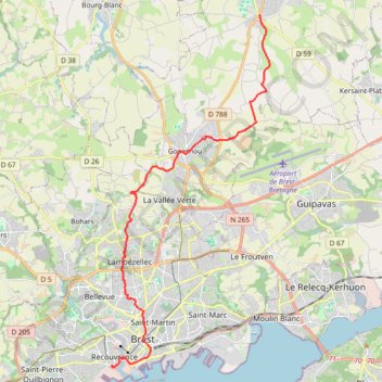 De Brest à Plabennec GPS track, route, trail