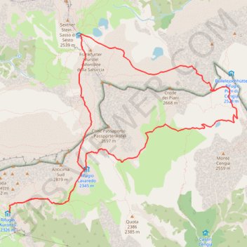 Une boucle dans le Tre Cime di Lavaredo GPS track, route, trail