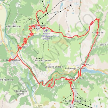 Le Bourg-d'Oisans - L'Alpe d'Huez - Les Deux Alpes GPS track, route, trail
