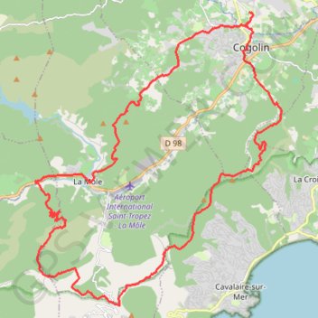 De Cogolin Crêtes de Cavalaire retour par la Môle GPS track, route, trail