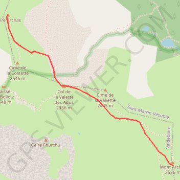 Caïre Archas vers Mont Archas GPS track, route, trail
