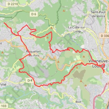 Boucle Villeneuve-Loubet - Boit - Roquefort - Villeneuve-Loubet GPS track, route, trail