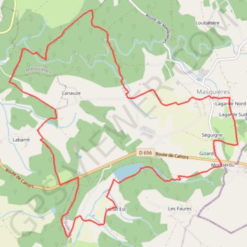 Masquières - À travers la forêt du Verdus - Pays de la vallée du Lot GPS track, route, trail