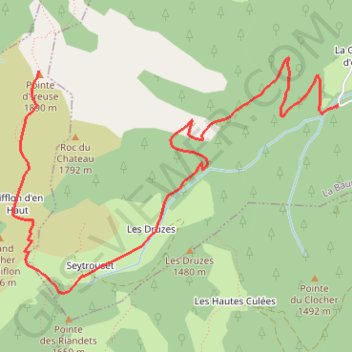 Pointe d'Ireuse GPS track, route, trail