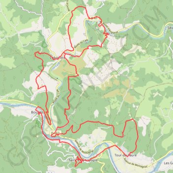 Bouziès-Cabrerets-Saint Cirq Lapopie-Bouziès GPS track, route, trail