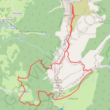 Le Granier par le Pas des Barres et la Balme à Colon GPS track, route, trail