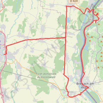 Colmar - Markolsheim - Saasbach - Breisach - Kunheim - Colmar GPS track, route, trail