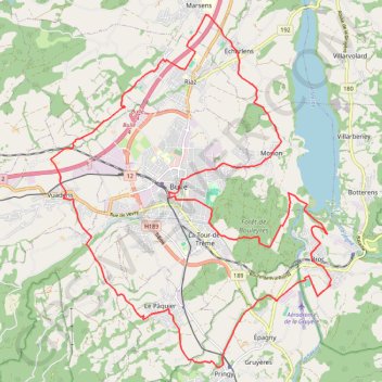 Bulle and its surrounding castles – Shortened alternative GPS track, route, trail