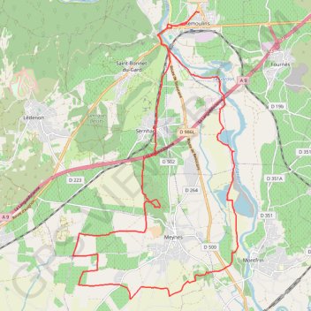 Costière et Gardon - Remoulins GPS track, route, trail