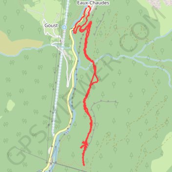 La grotte d'Eaux Chaudes depuis le village - Vallée d'Ossau (64) GPS track, route, trail