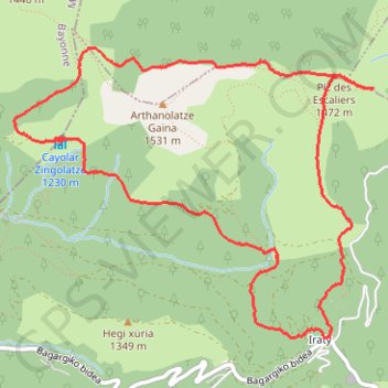 Pic des ESCALIERS et randonnée Col de Burquidoy et Cihigolatze GPS track, route, trail