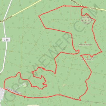 Fontainebleau, le Carosse GPS track, route, trail