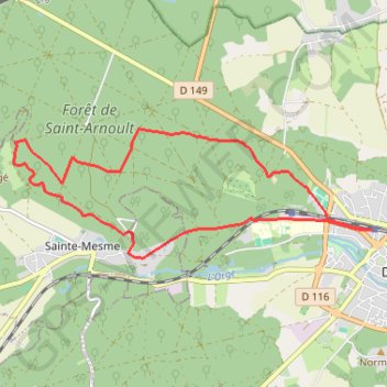 Dourdan clocher Sainte Mesme GPS track, route, trail